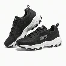 Skechers 女士网眼透气休闲运动减震熊猫运动鞋 - 黑色 - 查看 5