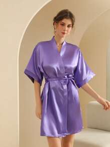 Women's Silk Nightgown Wedding Dressing Robe Lightweight Cardigan Robe Bridal Morning Robe Friend's Robe, Suitable For Home And Hotel Wear.