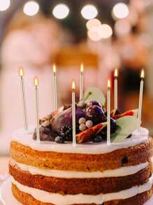 6/12/24 شمع كعكة (6 حبات/علبة) - شمع كعكة طويل رفيع بطيء الاحتراق، شمعات شبيهة بالأقلام مناسبة لأعياد الميلاد والزفاف والحفلات السعيدة (لون الشمبانيا الذهبي)