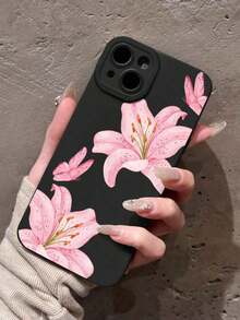 1pc Flower Phone Case  Ins Style Pink Flower Lily Butterfly Pattern Transparent Soft Phone Case Compatible With IPhone 11/12/13/14/15/16 Pro Max Cute Phone Case - Nhiều màu 2 - Xem 3
