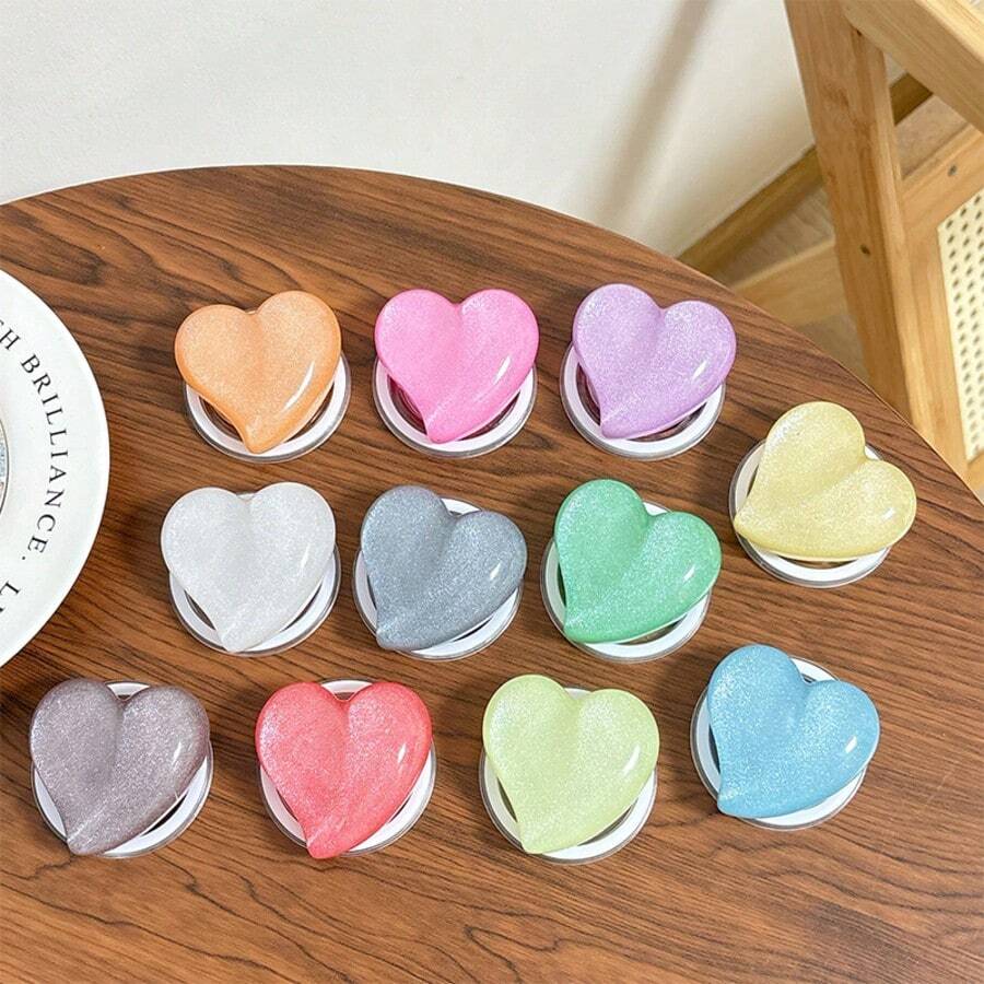 爱形闪光手机可扩展支架，多功能可旋转桌面支架，粘合和磁性选项兼容所有智能手机，兼容 、Android 手机，生日、家人、朋友的礼物，推拉式手机握把手机支架手机配件