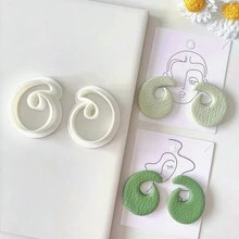 1pc/2pcs Elegant Curved Geometric Soft Clay Earring Mold DIY Jewelry Pendant Shaping Cutter Set - White - View 7