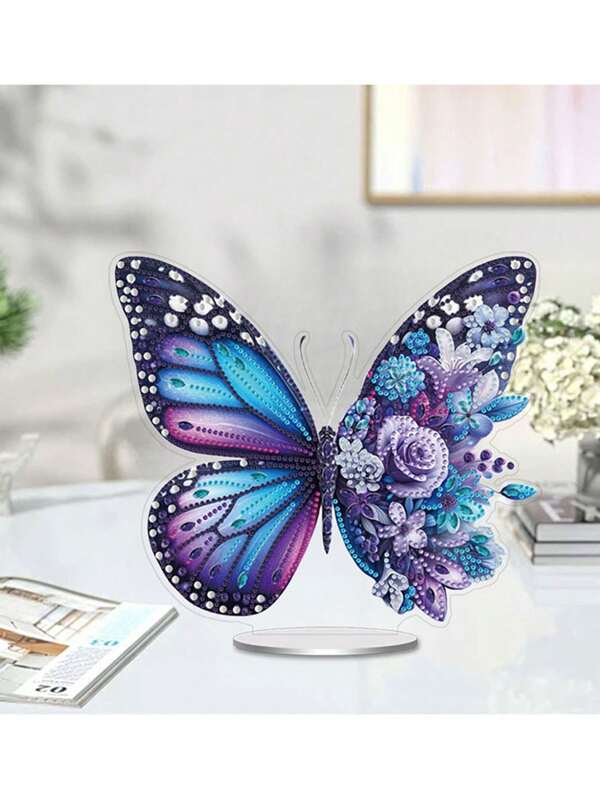 Ensemble de peinture diamant art spéciale de bureau - papillon, kit de peinture à diamants sur animal autoportant, convient aux adultes, décoration de bureau DIY en diamant