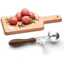 Scoop, Cookie Scoop,Hafan 304 Stainless Steel Icecream Scoops With And Non-Slip Wood Handle,, Mashed Potato Scooper, Fruits, Cookies,Baking