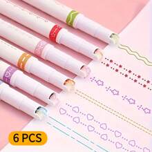 12 Highlighter & Flower-Shaped Contour Pens: Fine Lines & Curved Shapes - Ergonomic, Lightweight - Ideal For Note-Taking, Marking, Coloring & Daily Writing