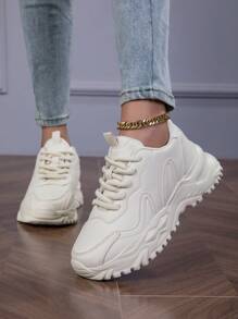 Baskets blanches décontracté pour femmes grandes tailles, semelle épaisse, légères, confortables pour la course, le fitness, les voyages, taille 36-42