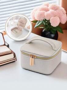 1pc Portable Multi-Functional Jewelry Box With Storage Bag, PU Leather Jewelry Ring Box Necklace Box Jewelry Box Oxidation Proof Birthday Gift, Super Large Capacity Jewelry Box For Earrings, Rings, Bracelets, Necklaces, Hair Accessories, Suitable As Gift For Girlfriends, Friends, Girls For Holiday Or Birthday Summer Goods For Women Storage Organizer Gift Back To School