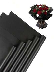 20 张优质双面鲜花包装纸 - 防水耐用红黑色设计 - 非常适合时尚礼品包装、DIY 工艺品、婚礼和任何场合装饰 - 包括薄纸和花店花束用品 - 黑色 - 查看 4
