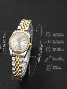 2 pezzi/set Di orologi al quarzo con quadrante di strass minimalista per coppie, orologi di stile classico, senza scatola inclusa