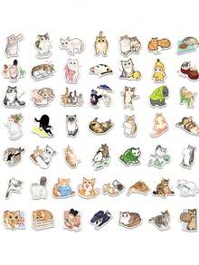 77 件卡通猫贴纸、可爱动物装饰、行李箱、笔记本电脑、手机壳、iPad 剪贴簿、日记本、DIY 滑板头盔、吉他贴纸、学校用品、返校 - 彩色 - 查看 3