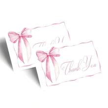 50 tấm thiệp cảm ơn nơ hồng vẽ màu nước, thiệp trắng không ghi chú, thích hợp cho đám cưới, tiệc cô dâu, tiệc mừng em bé, sinh nhật. - Nhiều màu - Xem 7
