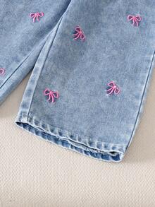 2 Stücke Baby Mädchen Vintage Schleife Langarm Denim Jacke + Jeans Hose Set, Herbst & Frühling - Blau - Übersicht 7