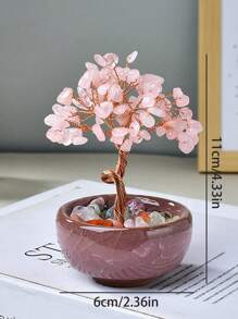 1 件水晶树装饰、圣诞桌面装饰礼物、家居装饰、办公桌装饰、派对礼品、卧室装饰、办公室装饰、房间装饰、房屋装饰、办公桌配件、桌面装饰、优秀的教师礼物、办公桌用品、粉色装饰、水晶饰品、婚礼用品