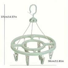 1 件圆形晾衣架，12 个夹子塑料 360 度防风悬挂内衣和袜子洗衣架，多功能衣物整理器，用于衣柜整理