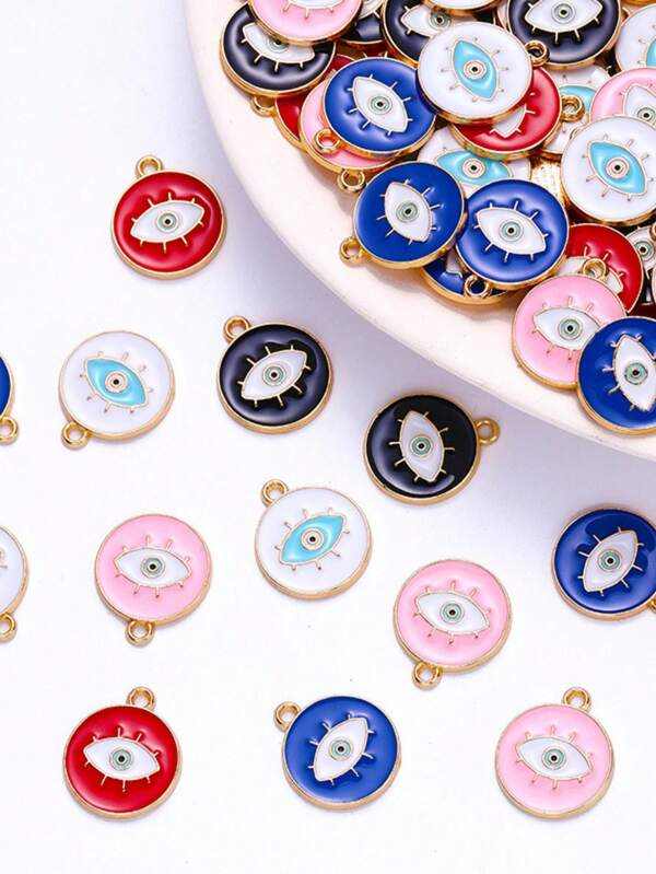paquete de 10 colgantes con forma de ojo del diablo hechos de aleación de zinc antióxido, decoración para pendientes/collares DIY