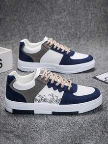 新款男士运动鞋，时尚韩版滑板鞋，四季透气休闲运动鞋，平底一脚蹬鞋，适合圣诞节、新年、情人节假期（新鞋底标志和图案设计随机搭配）