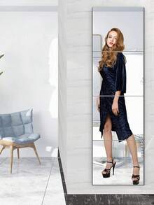 4pcs Adhesive Dorm Makeup Mirror, High Definition Frameless Splicing Wall Mounted 2mm Acrylic Mirror Tiles, Suitable For Bedroom, Bathroom, Dorm, 20*20cm - Multicolor - View 2