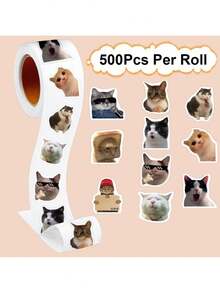 500pcs/Roll Cute Cat Cartoon Graffiti Stickers, DIY For Phone, Guitar, Notebook, Luggage, Waterproof - Multicolor - View 3