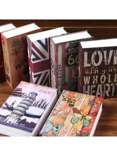 Book Safe Box With Key Lock, Hidden Diversion Metal Storage Trunk Storage Boxes For Home Office Organizing, Multipurpose Fake Book Money Safe Piggy Bank Vault For Coins, Jewelry, Currency, Passports, Letters, Watches And Valuables, Savings Box, Savings Jar