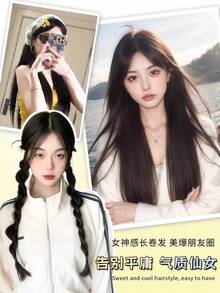 Hair Accessories Kits - 初戀瀏海長直髮[冷棕色]+髮網 - 查看 7