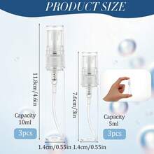 6 PCS Mini Glass Spray Bottle, 5ml 10ml Spray Refillable Empty Bottle Small Fine Mist Glass Empty Sample Containers Perfume Clear Portable Travel Bottles Atomizer Sprayer For Perfume Essential Oil