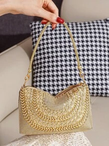 Glitter Rhinestone Decorated Handbag, Ladies Party Clutch Bag For Holding Phone, Lipstick, Perfect For Formal Events