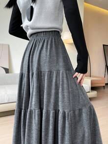Women's Casual Solid Color Long Skirt
