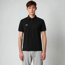 Under Armour 【运动复古】男士经典Polo衫，透气短袖，商务休闲翻领T恤，简约百搭高尔夫上衣，弹力速干时尚款 - 黑色 - 查看 4
