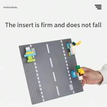 Bloques de construcción de partículas pequeñas, escena de arquitectura de ciudad, base de bloques de construcción de intersección de carretera en forma de T, juguete de construcción, regalo, escena de juguete