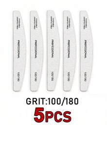 15pcs/25pcs/50pcs Half Moon Shaped Professional Nail File With 80/80, 100/180 Grit Nail File Strips
