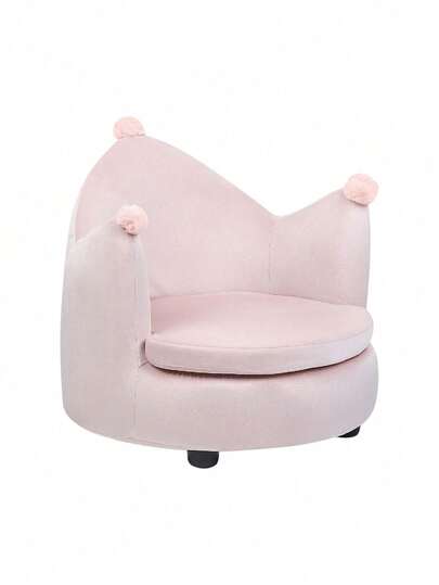Beliani Kindersessel Samtstoff pastellrosa Kronenform VEGA