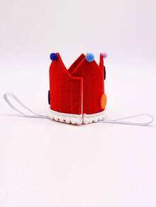 1pc Red Circus Element Crown Style Hat, Suitable For Party
