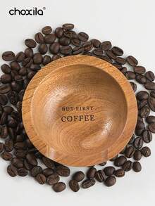 choxila 1个咖啡豆量杯、木制咖啡豆容器、带“Coffee First”字样木制咖啡勺的木制托盘、用于散装茶叶的木制茶匙 - Coffee Bean Tray - 查看 3
