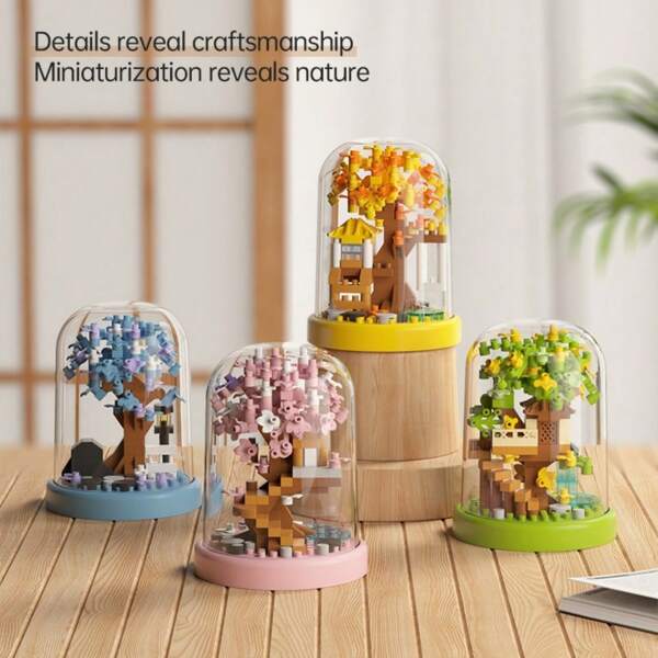 Mini Palm Tree House Building Blocks Set, Landscape Building Blocks Assembly, Self Built Assembly, Children's Toys, Teenagers' Toys,Mini Landscape Ornament, Cherry Blossom Tree House Building Blocks, 3D Ornament, Building Toy, Puzzle Toy, Desktop Ornament, Creative Ornament, Creative Festival Gift, Suitable For Giving Friends Birthday Gifts, Souvenirs, Fans Gift, Gift For Over 6 Years Old Toys