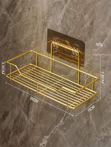 1个北欧风格浴室收纳篮，铁艺壁挂式淋浴房整理架，适用于宿舍，无需钻孔浴室 - 金色 - 查看 18