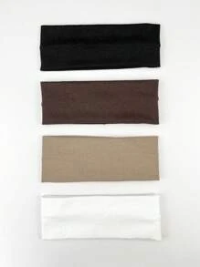 4pcs/1pc Set Knit Yoga Sports Solid Color Headband, Wide Stretch Sweat-Absorbent Hair Band, Daily Casual Home Goods Hair Accessories Fashion Head Wrap, School Stuff, College, Headbands