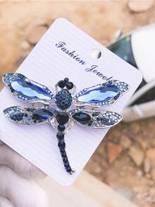 1 PC复古时尚水晶蜻蜓胸针，小众高端感，DIY高端胸花衣夹，胸针，女士昆虫蜻蜓蝴蝶学校