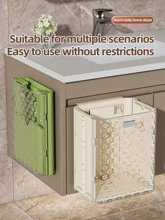 Foldable Wall-Mounted Trash Can, Large Capacity Kitchen Garbage Bin, Bedroom Waste Basket, No Drilling Required