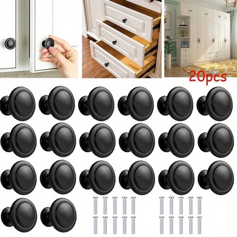 20pcs Round Ring Kitchen Cabinet Handles, Drawer Pulls, Cabinet Door Knobs, Dresser Pulls, Hardware Cabinet Handles With Screws, Suitable For Vanity - Multicolor - View 1