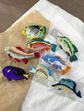 1 件女士时尚发夹发夹，创意新奇发饰，装饰发夹，用于盘发，海饰发夹，学校用品，学院秋季配饰，秋冬度假装女士