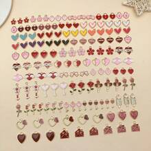 混合 20/50 件合金珐琅心形、花朵情人节系列吊坠配饰，适合 DIY 项链、耳环、钥匙扣首饰制作时尚配饰。 - 彩色 - 查看 3