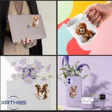 XRTHGS XRTHGS 24PCS/SET UV DTF Transfer Paper Watercolor Puppy Of Love Style UV DTF Cup Wrap Suitable For Mugs, Glasses, Tables, Chairs, Computers, High Viscosity UV DTF Transfer Wrap(Mug Not Included)