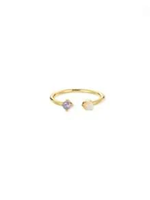 1 pieza Anillos de mujer con corazón delicado, anillo abierto de acero inoxidable diminuto con imitación de circonita, joyería de moda para damas, regalo de cumpleaños, regalos del Día de San Valentín