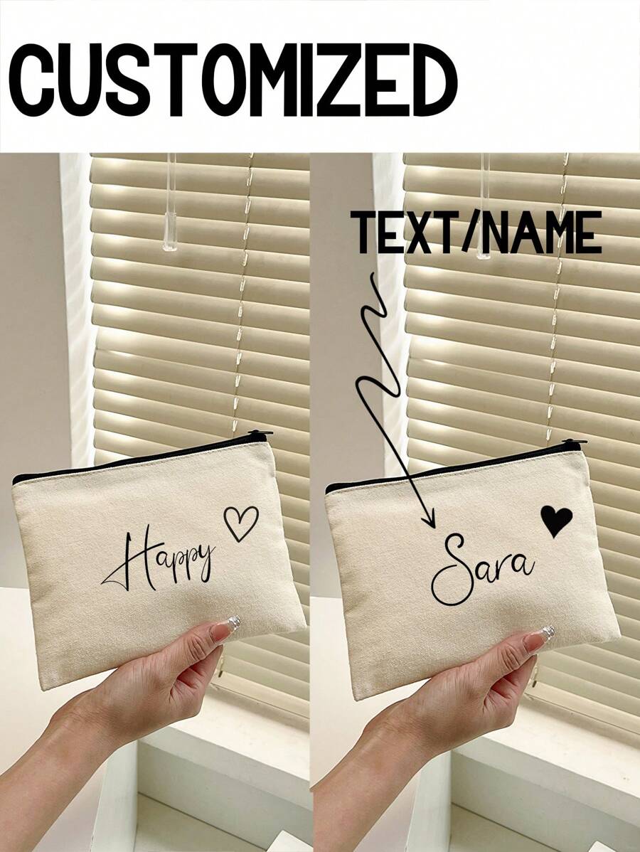 1 pezzo Pochette di moda semplice e unica personalizzata, leggera, può contenere telefono, cosmetici, portamonete, clutch, essenziali da viaggio con logo di lettere carino