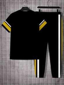 2 Pieces Deepwater 3D Digital Printed Long Pants And Short Sleeves Set, Spring And Autumn Festival Set