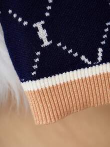 Girls Sweater Set, Elegant British Style Jacquard Knit Crew Neck Long Sleeve Cardigan Jacket & Skirt 2pcs Outfit, Spring Autumn Winter