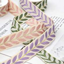 1 Yard ruy băng viền ren polyester Boho-Chic, rộng 2,5cm, băng dính họa tiết lá dùng để may quần áo và phụ kiện tự làm - Nhiều màu - Xem 7