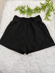 Women's Solid Color Shorts - Black - View 1