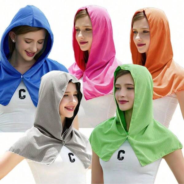 1 pieza Toalla de enfriamiento con gorro, súper absorción, secado rápido, capa fría de doble color súper fina, utilizada para deportes al aire libre, playa, fitness, senderismo y otros, textiles de tecnología moderna, 100% poliéster para salón de belleza, baño del hogar