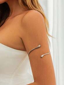 1pc European And American Lava Bangle Arm Chain, Fashion Texture Metal Drop Armlet - 白色 - 查看 2